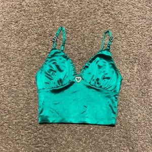 Crop top green with little heart with shinny